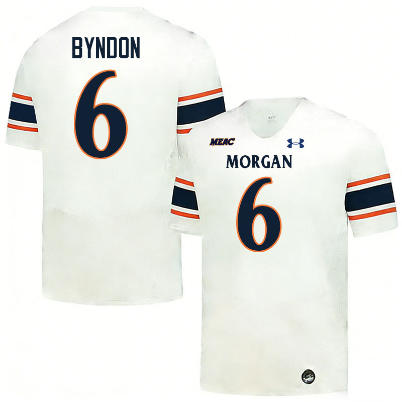 Morgan State Bears #6 Lance Byndon College Football Jerseys,Uniforms Stitched-White